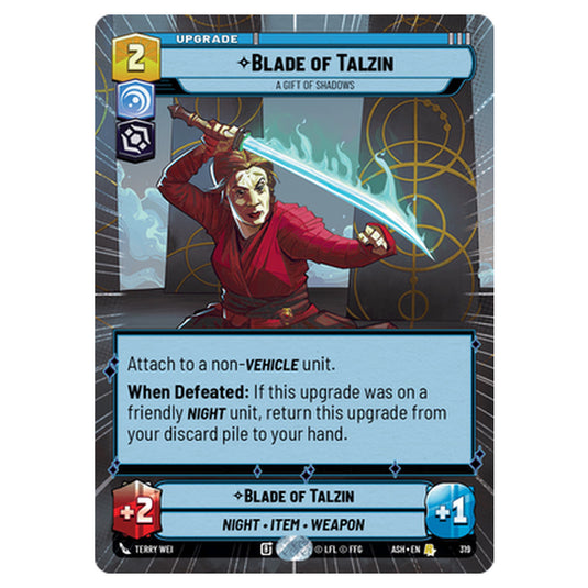 Blade of Talzin card from the Star Wars Unlimited set Ashes of the Empire