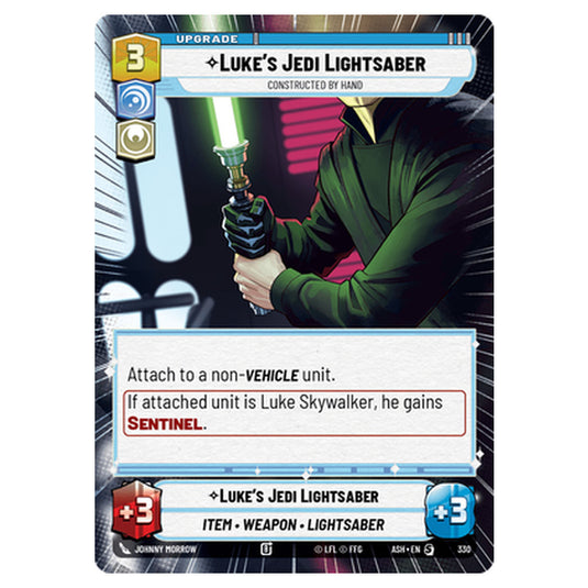 Luke's Jedi Lightsaber card from the Star Wars Unlimited set Ashes of the Empire