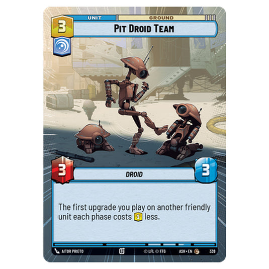 Pit Droid Team card from the Star Wars Unlimited set Ashes of the Empire