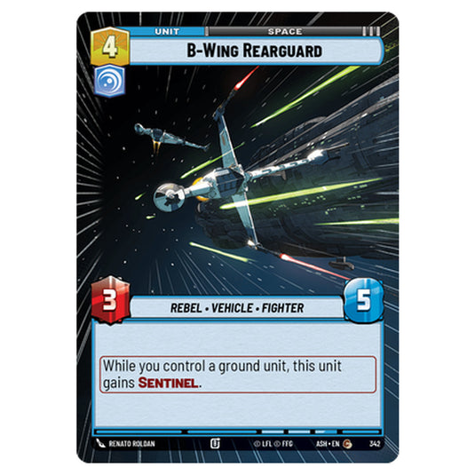 B-Wing Rearguard card from the Star Wars Unlimited set Ashes of the Empire