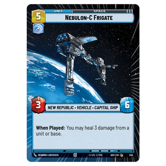 Nebulon-C Frigate card from the Star Wars Unlimited set Ashes of the Empire