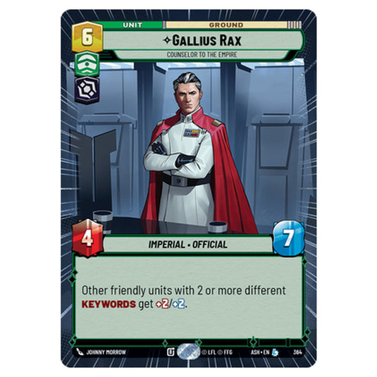 Gallius Rax card from the Star Wars Unlimited set Ashes of the Empire