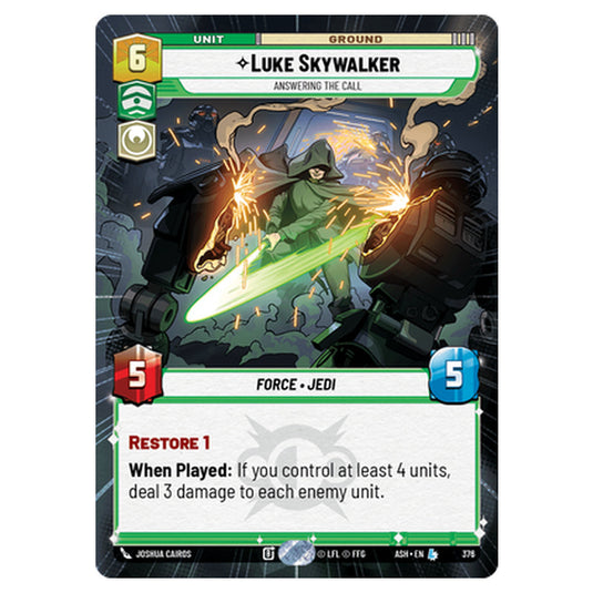 Luke Skywalker card from the Star Wars Unlimited set Ashes of the Empire
