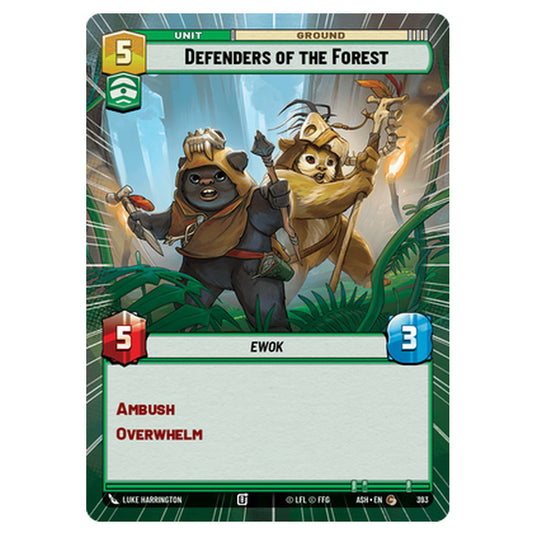 Defenders of the Forest card from the Star Wars Unlimited set Ashes of the Empire