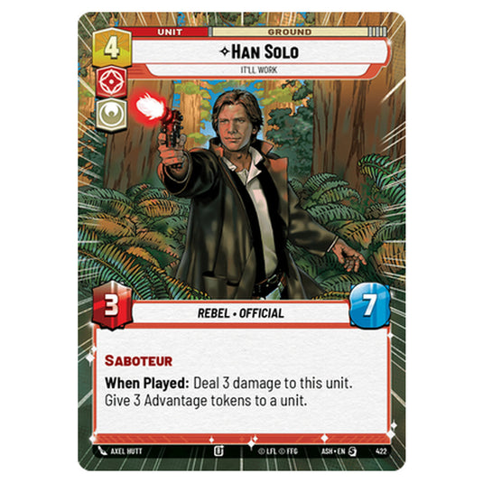 Han Solo card from the Star Wars Unlimited set Ashes of the Empire
