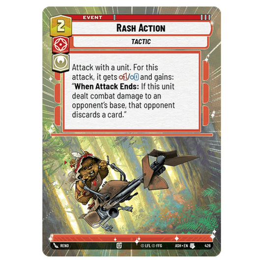Rash Action card from the Star Wars Unlimited set Ashes of the Empire
