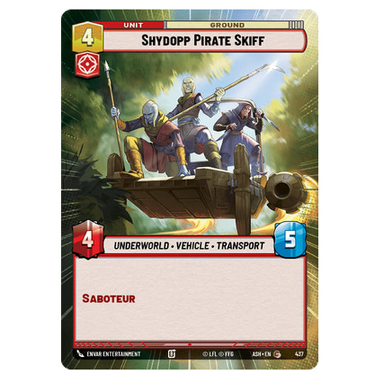 Shydopp Pirate Skiff card from the Star Wars Unlimited set Ashes of the Empire