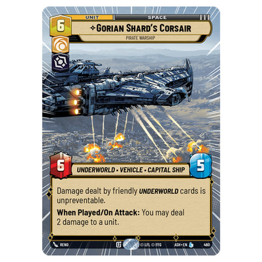 Gorian Shard's Corsair card from the Star Wars Unlimited set Ashes of the Empire