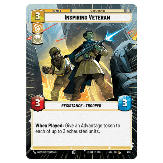 Inspiring Veteran card from the Star Wars Unlimited set Ashes of the Empire