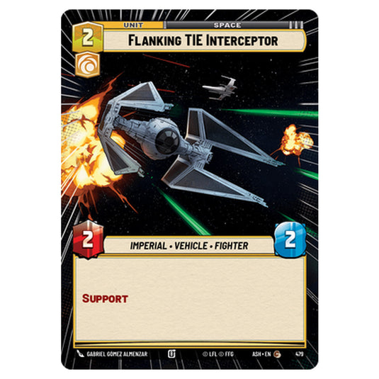 Flanking TIE Interceptor card from the Star Wars Unlimited set Ashes of the Empire