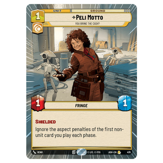 Peli Motto card from the Star Wars Unlimited set Ashes of the Empire