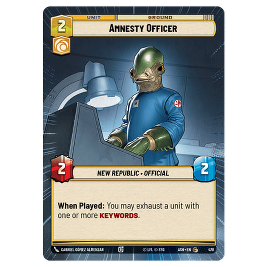 Amnesty Officer card from the Star Wars Unlimited set Ashes of the Empire
