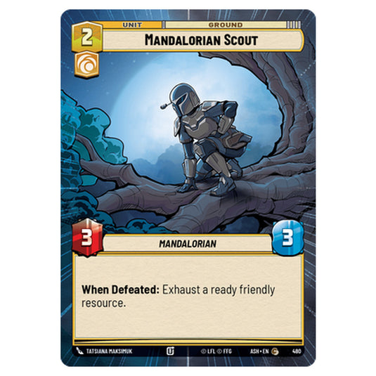 Mandalorian Scout card from the Star Wars Unlimited set Ashes of the Empire