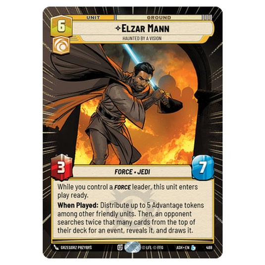 Elzar Mann card from the Star Wars Unlimited set Ashes of the Empire
