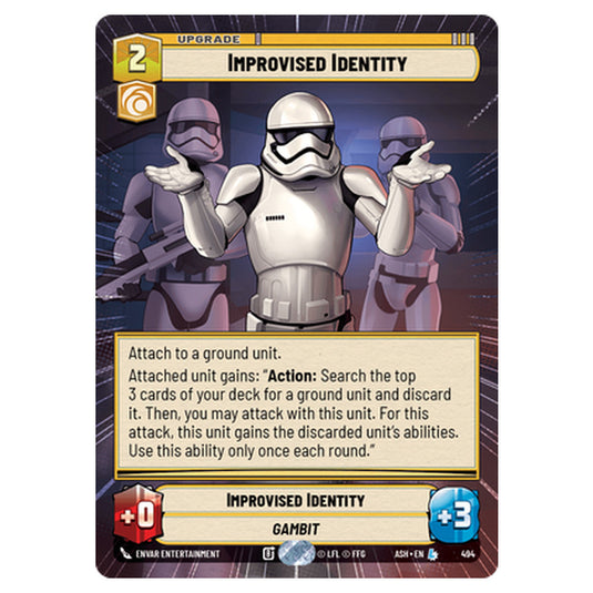 Improvised Identity card from the Star Wars Unlimited set Ashes of the Empire
