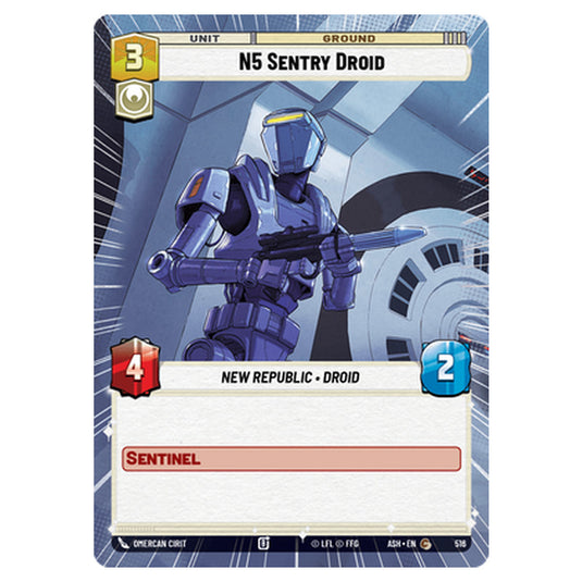 N5 Sentry Droid card from the Star Wars Unlimited set Ashes of the Empire