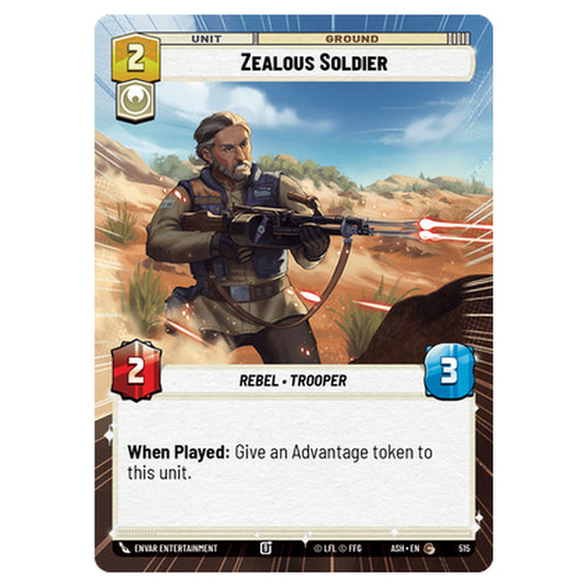 Zealous Soldier card from the Star Wars Unlimited set Ashes of the Empire