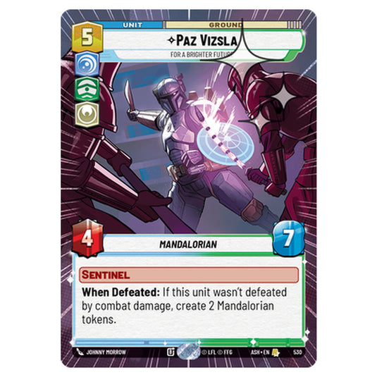 Paz Vizsla card from the Star Wars Unlimited set Ashes of the Empire