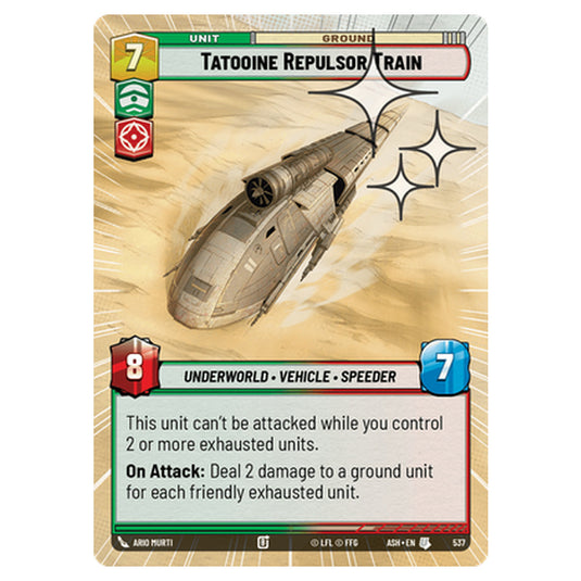 Tatooine Repulsor Train card from the Star Wars Unlimited set Ashes of the Empire