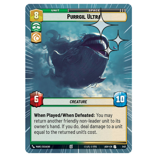 Purrgil Ultra card from the Star Wars Unlimited set Ashes of the Empire