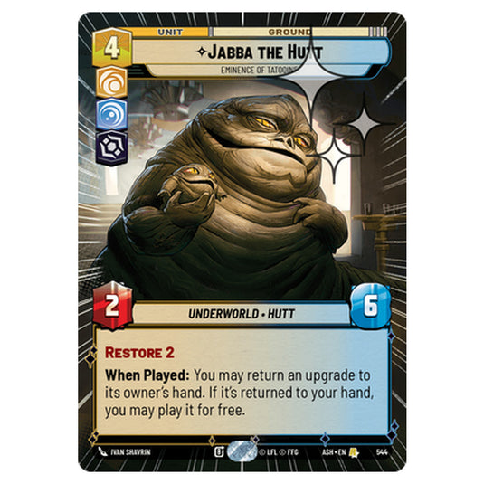 Jabba the Hutt card from the Star Wars Unlimited set Ashes of the Empire