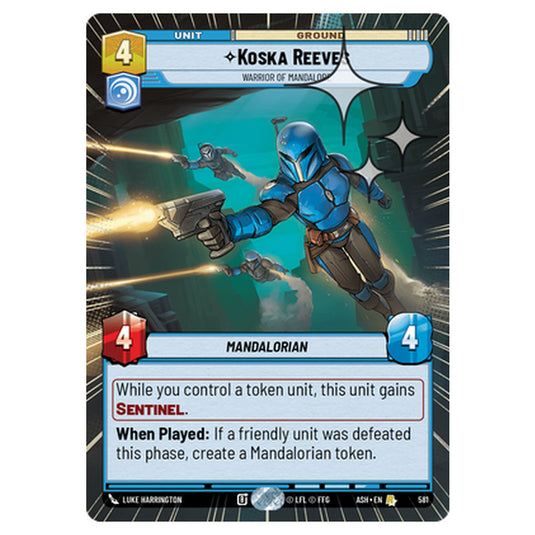 Koska Reeves card from the Star Wars Unlimited set Ashes of the Empire