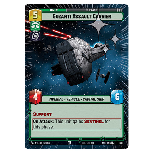 Gozanti Assault Carrier card from the Star Wars Unlimited set Ashes of the Empire