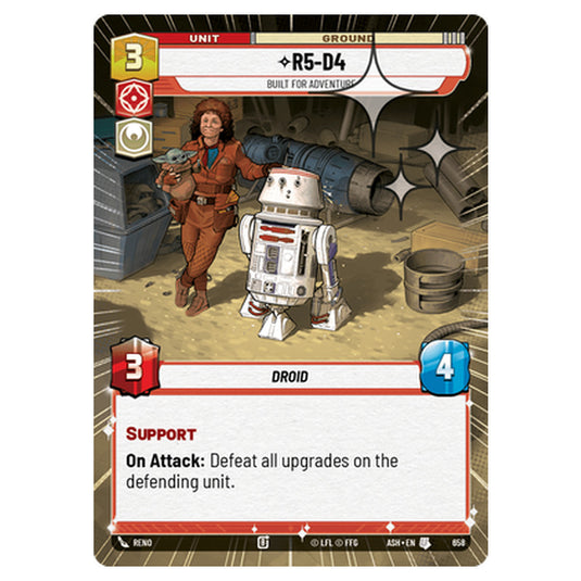R5-D4 card from the Star Wars Unlimited set Ashes of the Empire