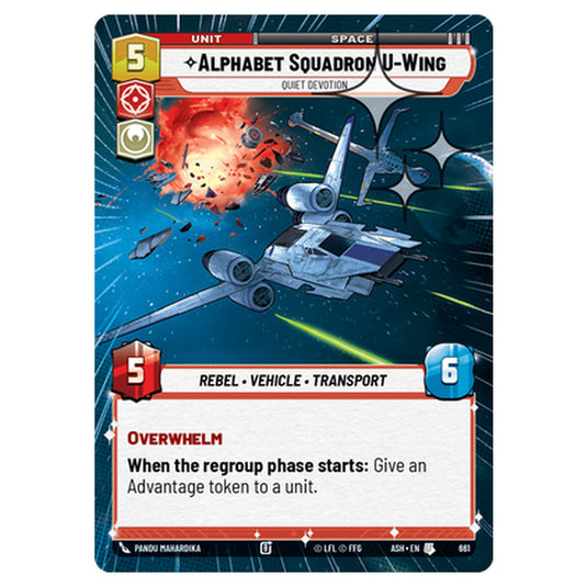 Alphabet Squadron U-Wing card from the Star Wars Unlimited set Ashes of the Empire