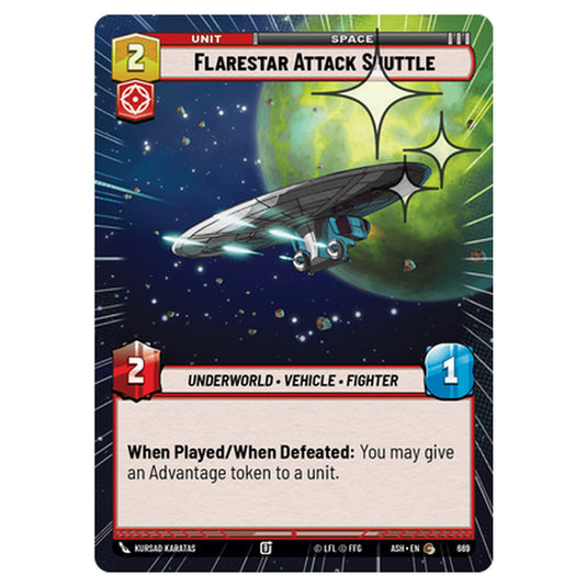 Flarestar Attack Shuttle card from the Star Wars Unlimited set Ashes of the Empire