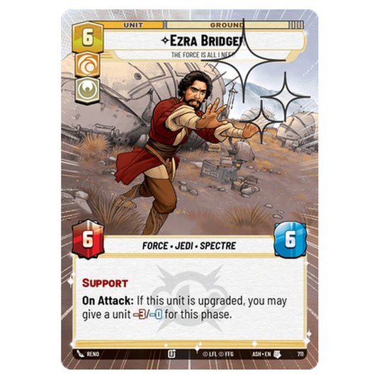 Ezra Bridger card from the Star Wars Unlimited set Ashes of the Empire