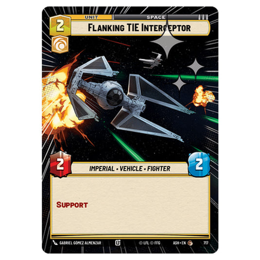 Flanking TIE Interceptor card from the Star Wars Unlimited set Ashes of the Empire