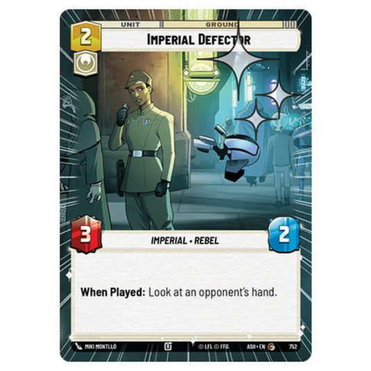 Imperial Defector card from the Star Wars Unlimited set Ashes of the Empire