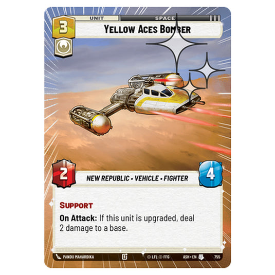 Yellow Aces Bomber card from the Star Wars Unlimited set Ashes of the Empire