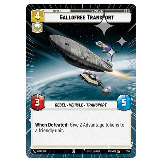 Gallofree Transport card from the Star Wars Unlimited set Ashes of the Empire