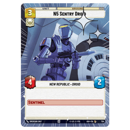 N5 Sentry Droid card from the Star Wars Unlimited set Ashes of the Empire