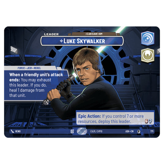 Luke Skywalker card from the Star Wars Unlimited set Ashes of the Empire