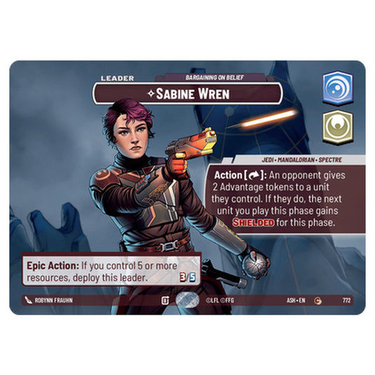 Sabine Wren card from the Star Wars Unlimited set Ashes of the Empire
