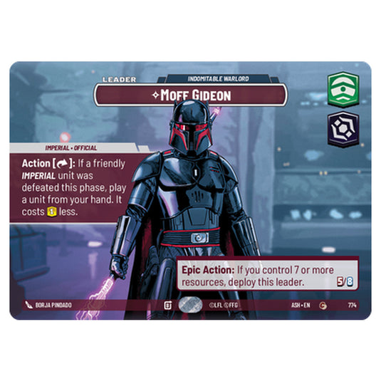Moff Gideon card from the Star Wars Unlimited set Ashes of the Empire