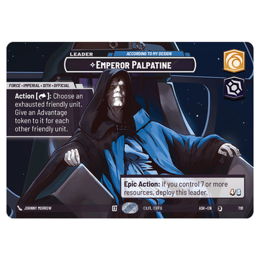 Emperor Palpatine card from the Star Wars Unlimited set Ashes of the Empire