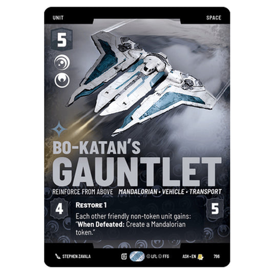 Bo-Katan's Gauntlet card from the Star Wars Unlimited set Ashes of the Empire