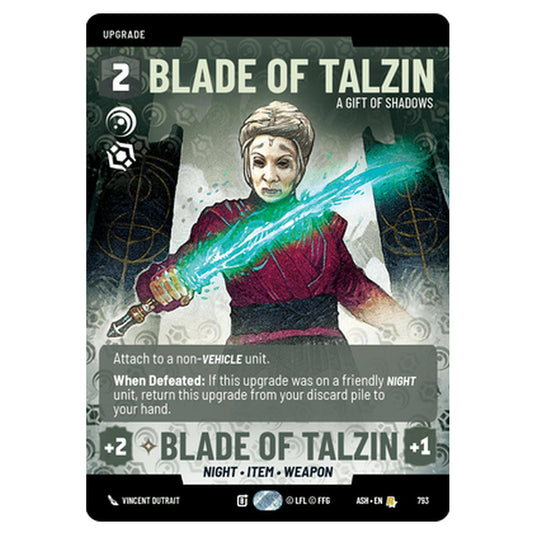 Blade of Talzin card from the Star Wars Unlimited set Ashes of the Empire