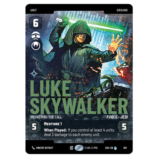 Luke Skywalker card from the Star Wars Unlimited set Ashes of the Empire