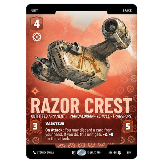 Razor Crest card from the Star Wars Unlimited set Ashes of the Empire