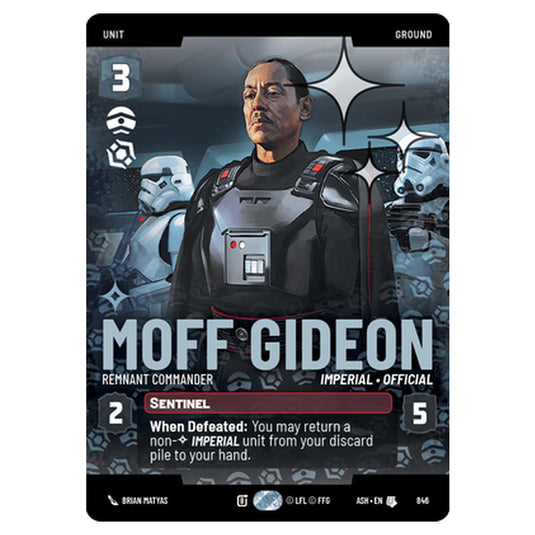 Moff Gideon card from the Star Wars Unlimited set Ashes of the Empire