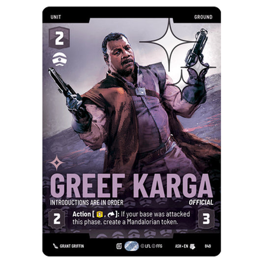 Greef Karga card from the Star Wars Unlimited set Ashes of the Empire