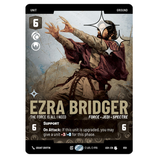 Ezra Bridger card from the Star Wars Unlimited set Ashes of the Empire