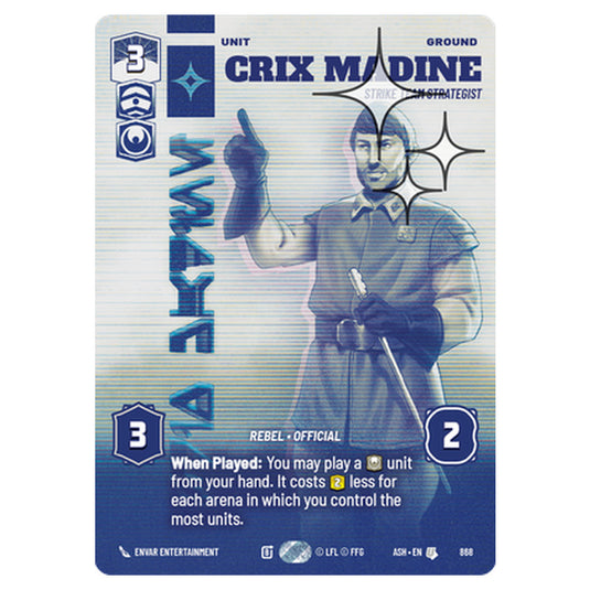 Crix Madine card from the Star Wars Unlimited set Ashes of the Empire