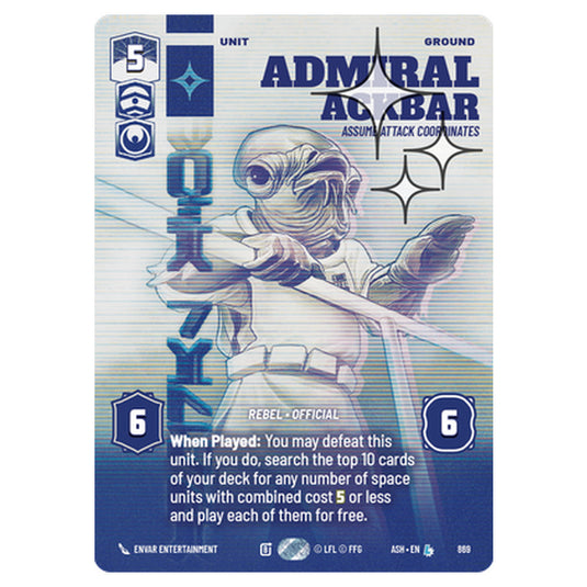 Admiral Ackbar card from the Star Wars Unlimited set Ashes of the Empire