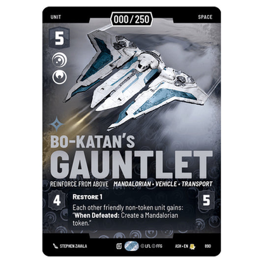 Bo-Katan's Gauntlet card from the Star Wars Unlimited set Ashes of the Empire